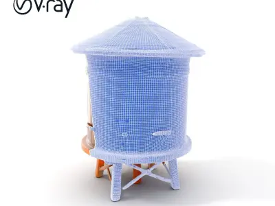 Wooden Water Tower Model Pack  Detailed Industrial Asset Low-poly 3D model