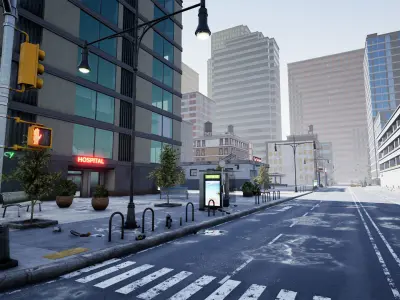 Complete city asset pack for Unity and Unreal game engines Low-poly 3D model