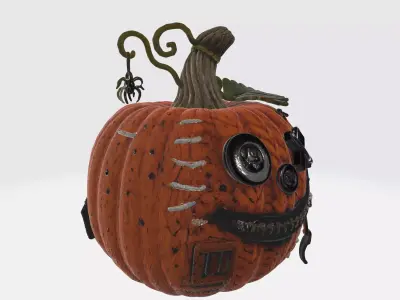 Creepy Button Eyed Pumpkin Halloween Decoration Spooky 3D print model