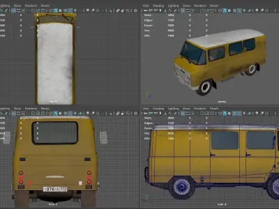  car ZUK  lowpoly  Low-poly 3D model