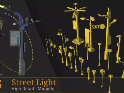 Street Light Free low-poly 3D model