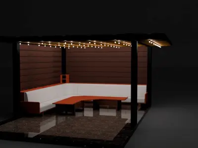 Pergola 2 - modern wood and metal  3D model