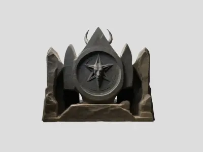 Medieval Modular Wall Altar Stone Low-poly 3D model
