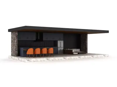 modern garden gazebo 02 Low-poly 3D model