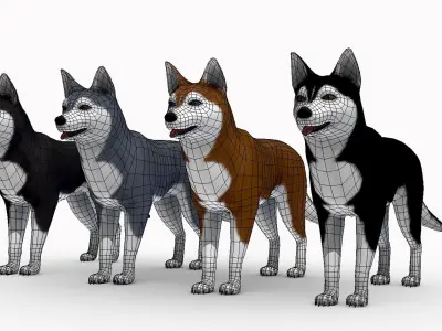 Husky dog Low-poly 3D model purchase