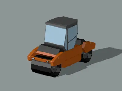 asphalt roller Low-poly 3D model