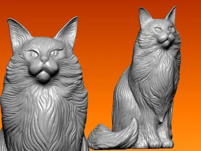 Cute sitting cat model - decor - 3D print 3D print model