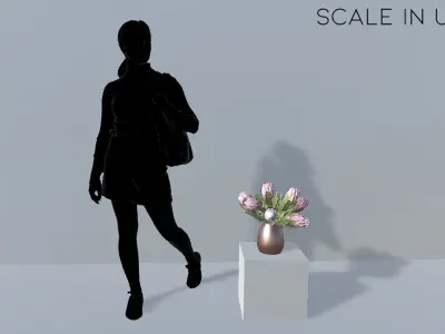 Protea Bouquet in Vase Low-poly 3D model