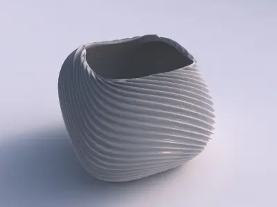 Bowl semi-quadratic with wavy extruded lines 2 3D print model