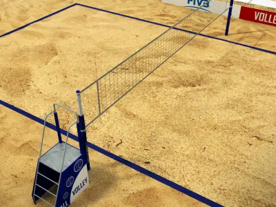 Volleyball beach court stadium high detail 3D model