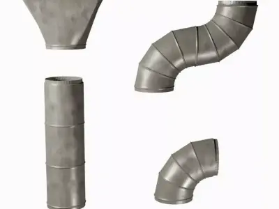 Set of air conditioning pipes 3D model