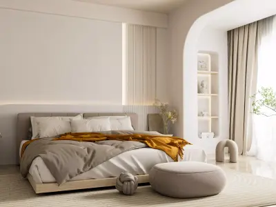 Cozy Bedroom Interior Scene for Cinema 4D and Redshift Render 3D model