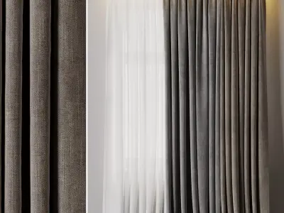 Low width curtains 01 Low-poly 3D model