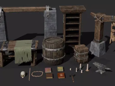 Medieval Props Pack Low-poly 3D model