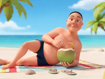 Man Model Fat boy stylized Male cartoon Low-poly 3D model