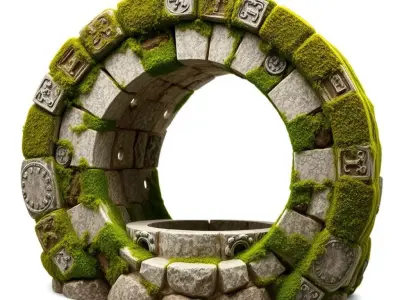 Ancient Stone Arch with Moss Model Pack Low-poly 3D model