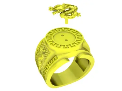 Luxury Chinese Dragon Mens Ring 3D Model 5063 3D print model