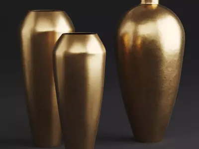 Rh Brass Teardrop Vase Collection 3D model