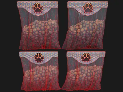 Food in a Bowl Cat Dog Pet Zoo Set Low-poly 3D model