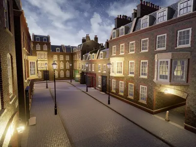 London Street Environment Unreal Engine 4 Low-poly 3D model