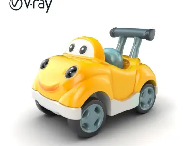 Smiling Toy Car with Rotating Wheels model pack Low-poly 3D model