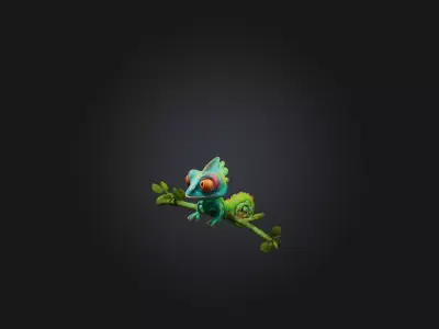 Cartoon Chameleon Low-poly 3D model purchase