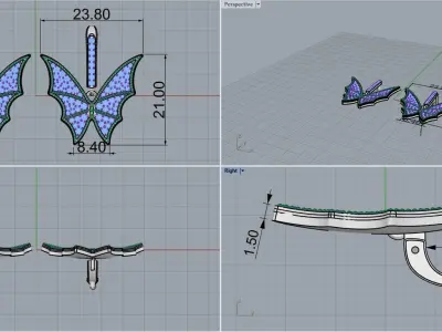 Butterfly earring model 514 3D print model