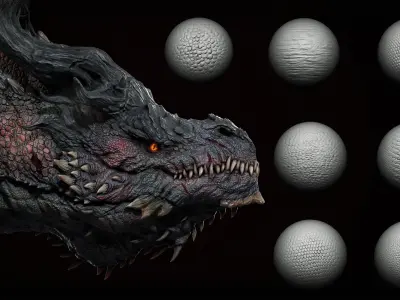 40 Dragons and Reptiles Skins Brush  Alphas Texture