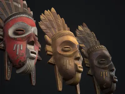 African mask 5 Low-poly 3D model