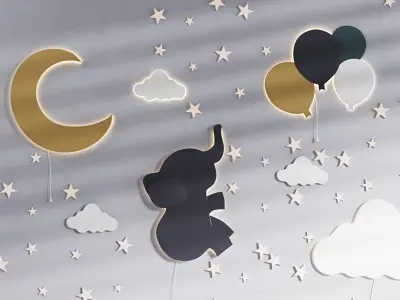 Decorative wall panel for children 3D model