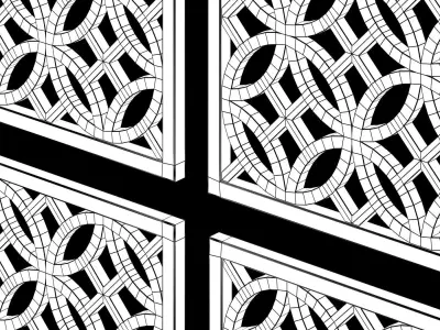 Arabic Islamic pattern decorative gold plaster 3D model