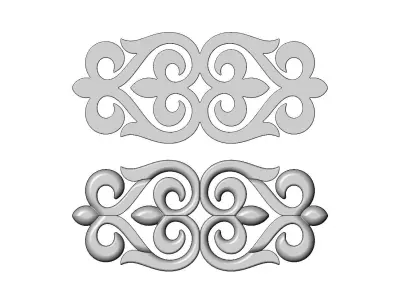 Carved floral pattern strip onlay and molding relief 3D print model