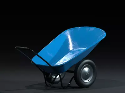 Gardening Cart blue painted Low-poly 3D model