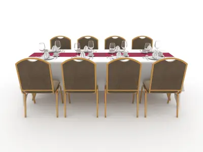 Banquet Table and Chair 84 3D model