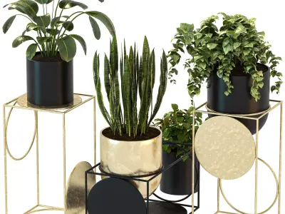 Modern Planters With Geometric Designs 02 3D model