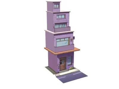 Tall Cartoon House Low-poly 3D model