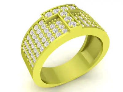 Luxury Pave Diamond Ring with Cross Design for Men 4048 3D print model