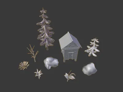 9 low poly forest props pack Low-poly 3D model