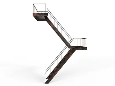 Industrial Stairs - Game Ready - Fully Modular - Low-poly 3D model