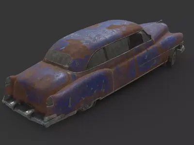 005 Abandoned Car - Cadillac 75 Low-poly 3D model