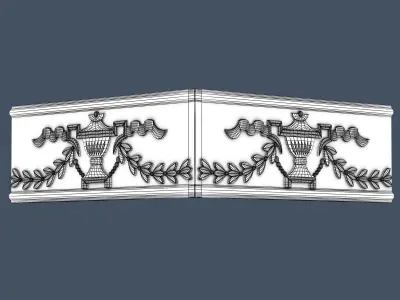 Frieze ornate door with wreath 3D model