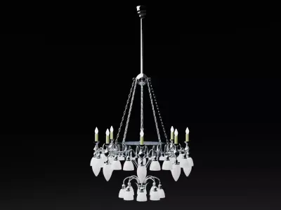 Tudor Revival Chandelier 3D model