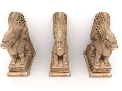 Chinese Stone Animal Statue Low-poly 3D model