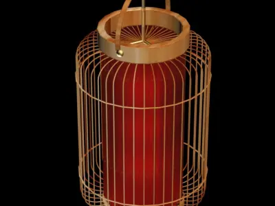 Chinese red cage lantern 3D model
