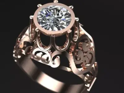 Georgian Style Vintage Diamond Ring 3D print model