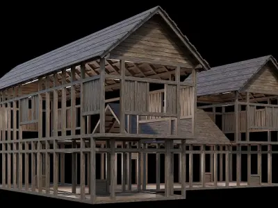 Medieval Village Pack  - 5 Assets - 4K Textures Game Ready Low-poly 3D model buy