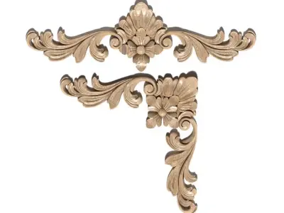 Cartouche-006 two ornately carved brackets 3D model