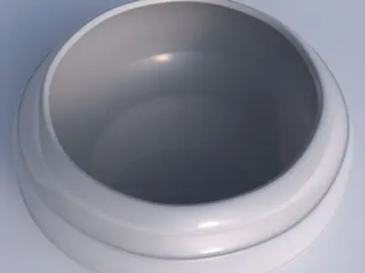 Bowl spheric squeezed wide with smooth horizontal ribbons 3D print model