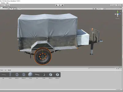 Car Trailer for Unity3D Low-poly 3D model