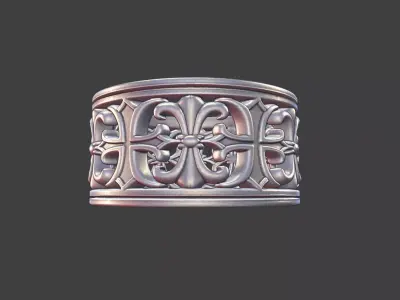 Cross and Fleur-de-Lis Ring Band 3D print model
